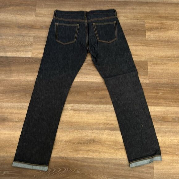 Uniqlo Slim Fit Straight Selvedge Dark Blue Jeans 32X32 NWT - Picture 3 of 13
